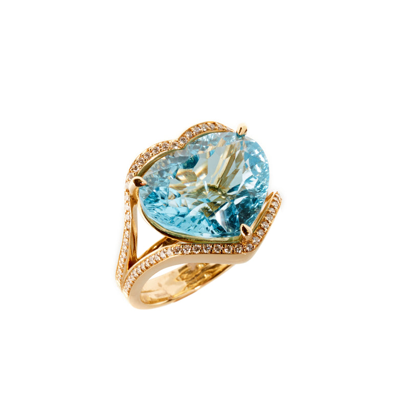 Heart topaz and diamond ring set in yellow gold. Designed by Biagio Patalano for the Artistry Collection. 