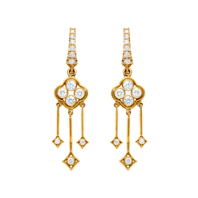 18ct gold and diamond earrings, part of the Rinascimento Luminosa collection by Biagio Patalano.