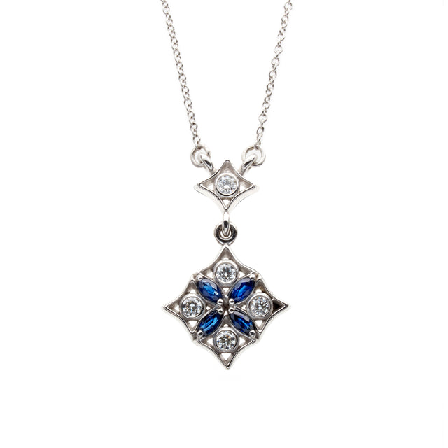 Marquise sapphire and round brilliant diamond necklace. Designed by Biagio Patalano for the Artistry collection.