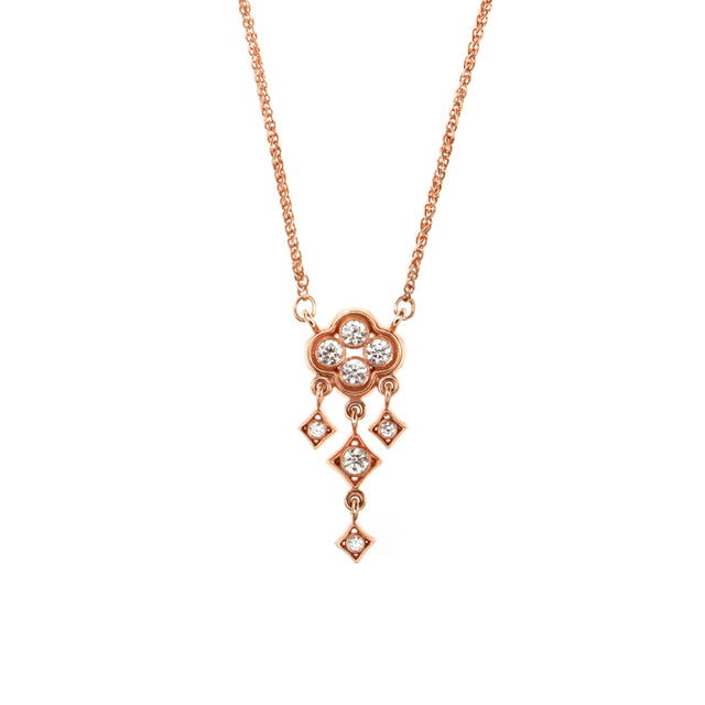 18ct rose gold and diamond trefoil necklace. Designed by Biagio Patalano for the Artistry collection. 
